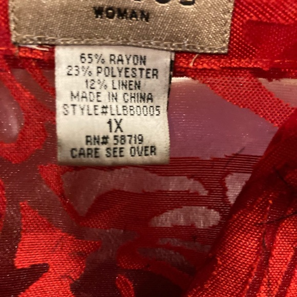 NWT Choices Plus Size 1X Sheer Blouse - Picture 13 of 15